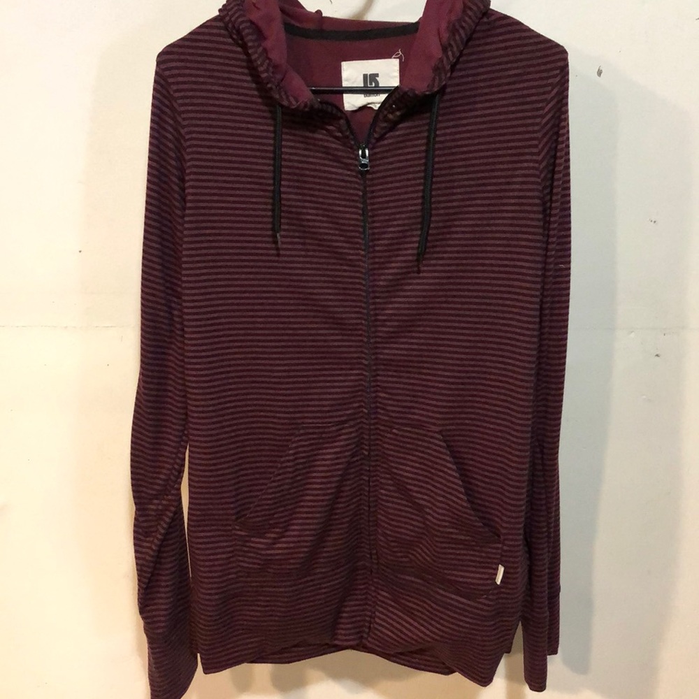 Burton maroon & black striped hoodie size L